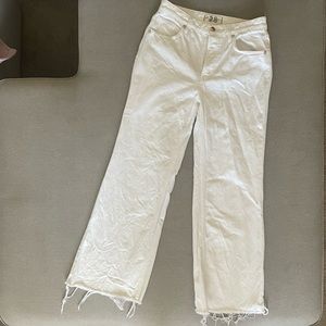 Free People White Denim Jeans / Flare Wide Leg Fit